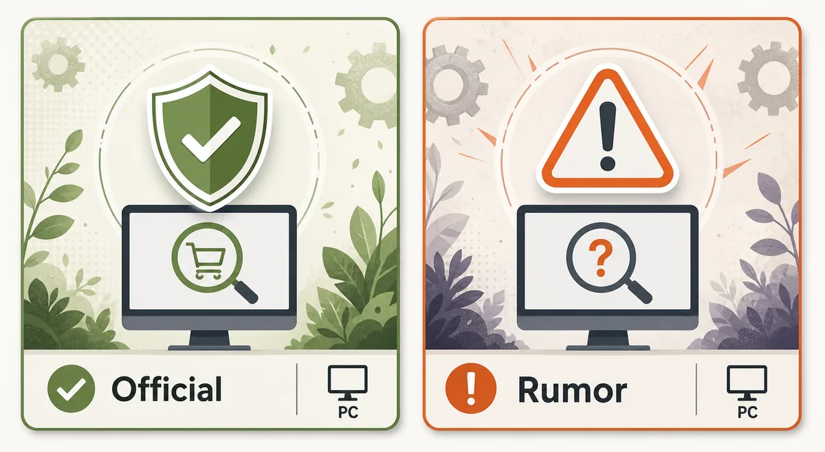 PC download checks: official store route vs risky mirror route