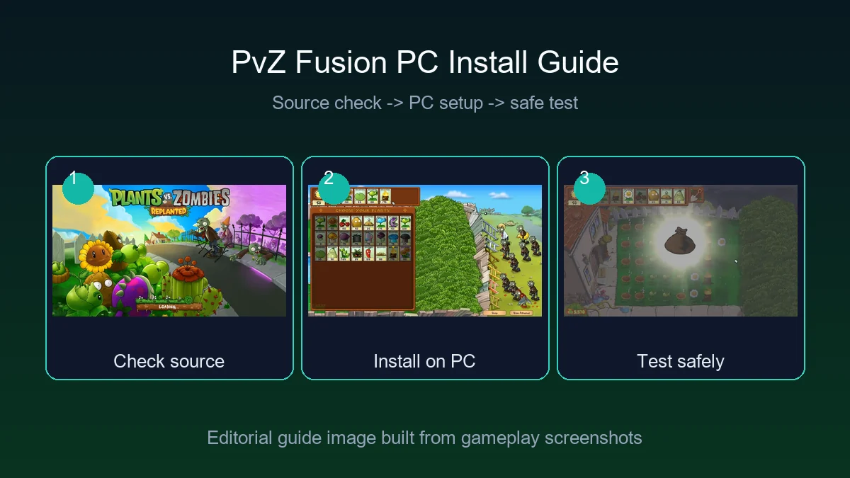 PvZ Fusion PC install guide screenshot for emulator and Windows comparison