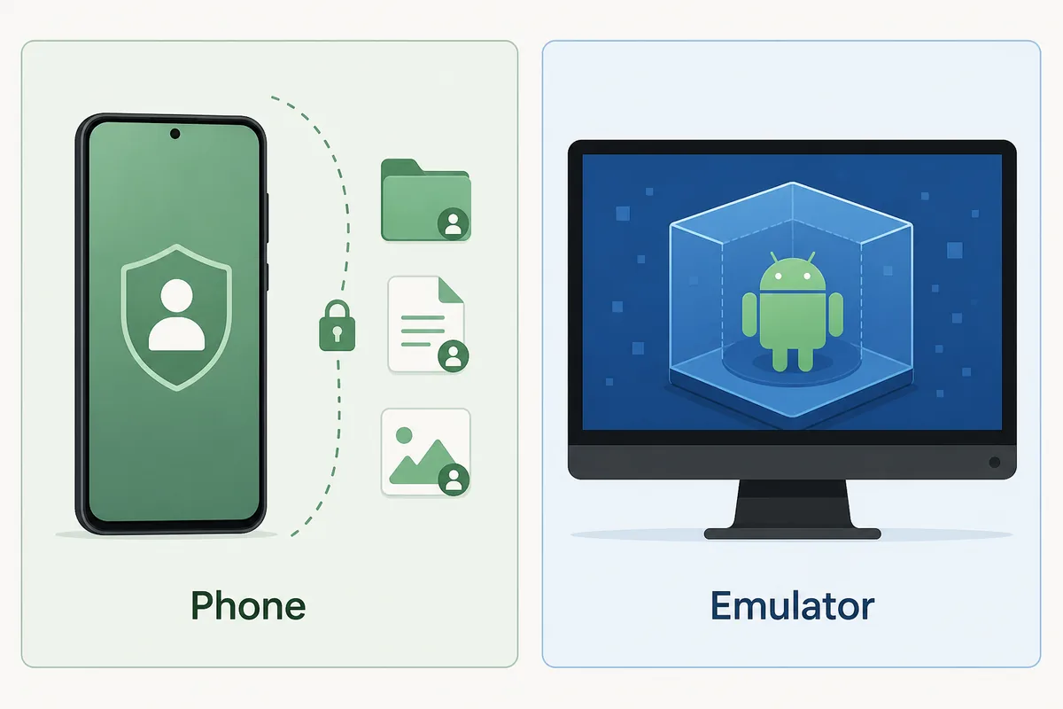 Comparison illustration of testing PvZ Reflourished on a phone versus a PC Android emulator
